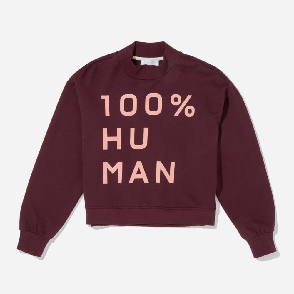100% Human Graphic Crewneck Sweatshirt - Burgundy/Pink